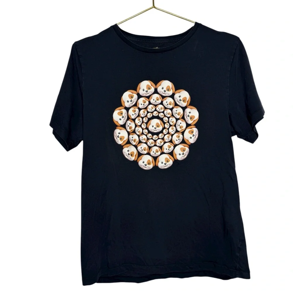 Rare Apple HQ Kaleidoscope dog Black t-shirt‎ Medium